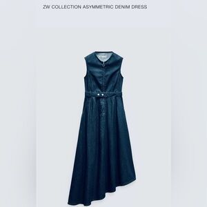 NWT new Zara Collection asymmetric denim dress M Medium cotton zipper MSRP $89